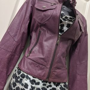 Danier Genuine Leather Jacket in Violet